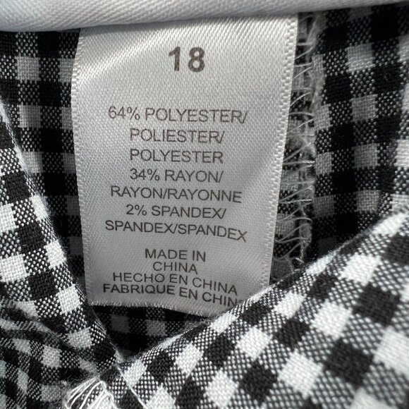 Alfred Dunner Women Pants 18 Black White Gingham High Rise Pull On Elastic Waist - Picture 5 of 10